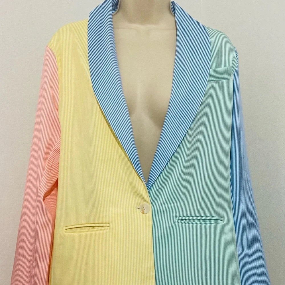 New Shinesty Millionaires Row Derby Color Block Blazer Size 10 Striped